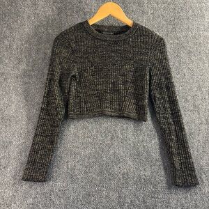 House of Harlow 1960 Charcoal Ribbed Crop Top